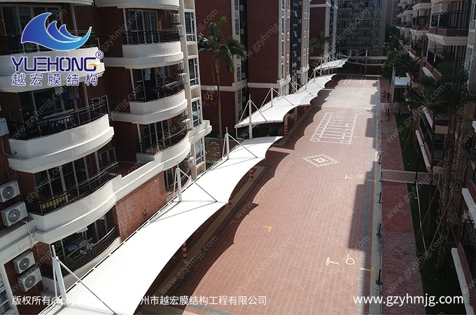 中山某學校宿舍過道走廊膜結構遮陽雨棚案例